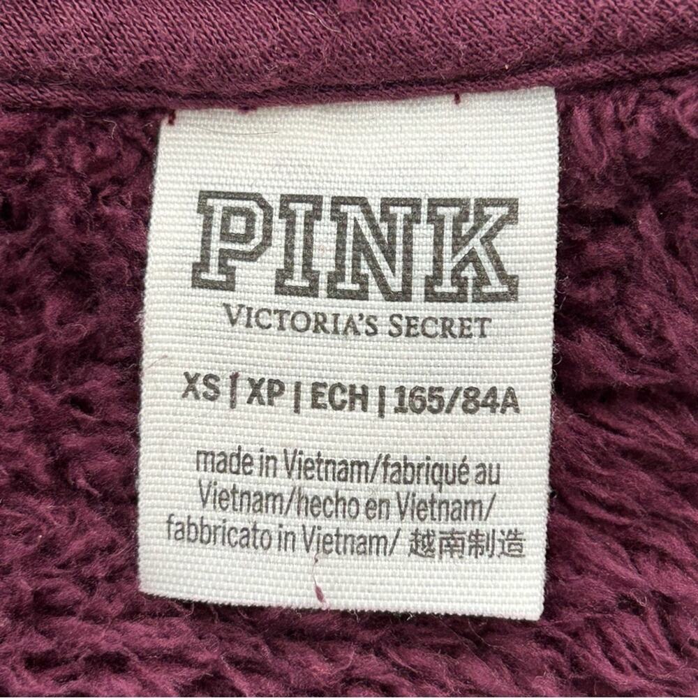 Victorias Secret Pink Teddy Fleece Jacket Womens Size XS Burgundy Quarter Zip - Picture 13 of 16